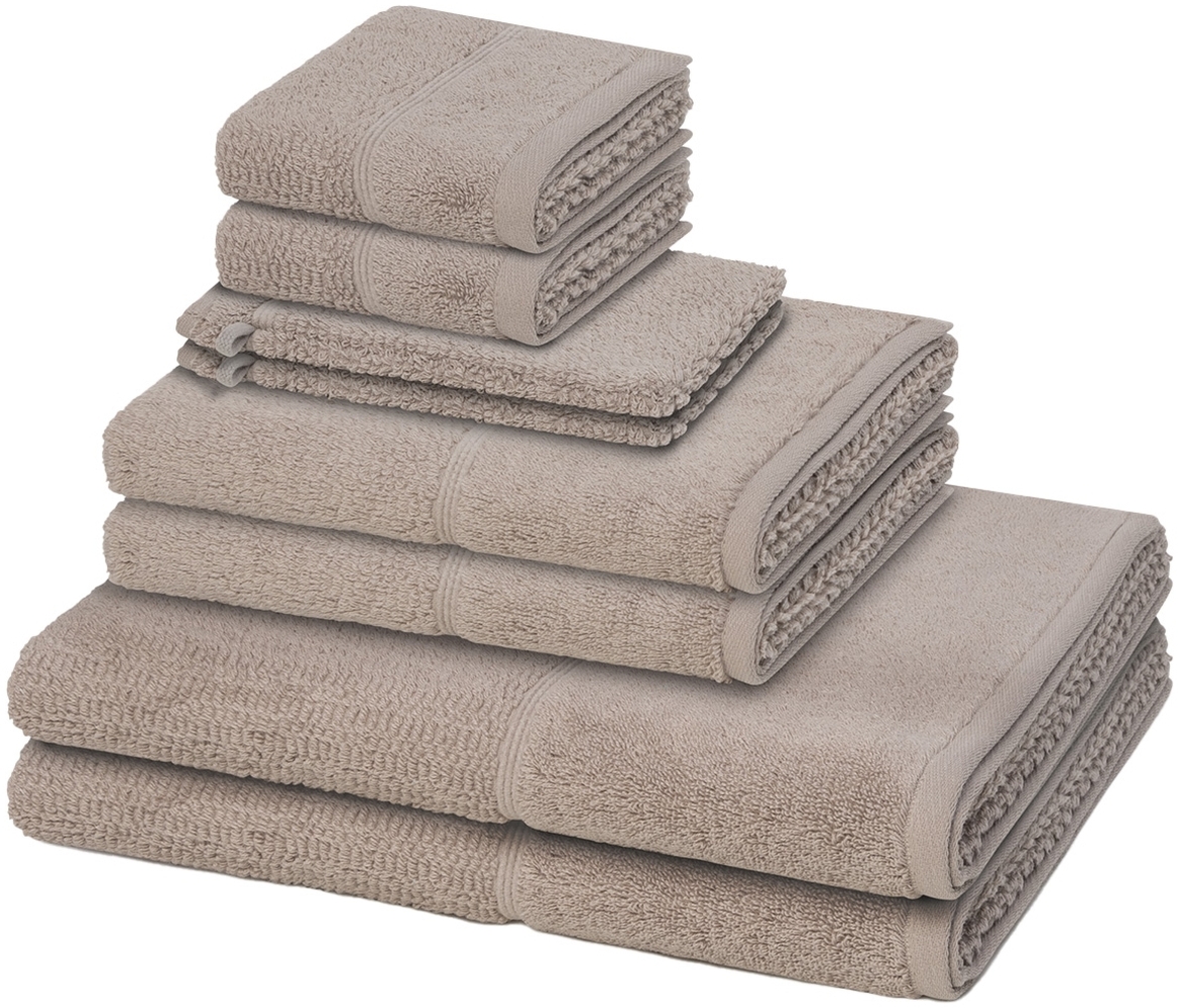 Möve for frottana Pearl 8 tlg. Frottier-Set - 2 X Handtuch (50 X 100cm), 2 X Duschtuch (67 X 140cm), 2 X Gästetuch (30 X 50cm), 2 X Waschhandschuh (16 X 22cm) - 500 g/m² - Cashmere Bild 1