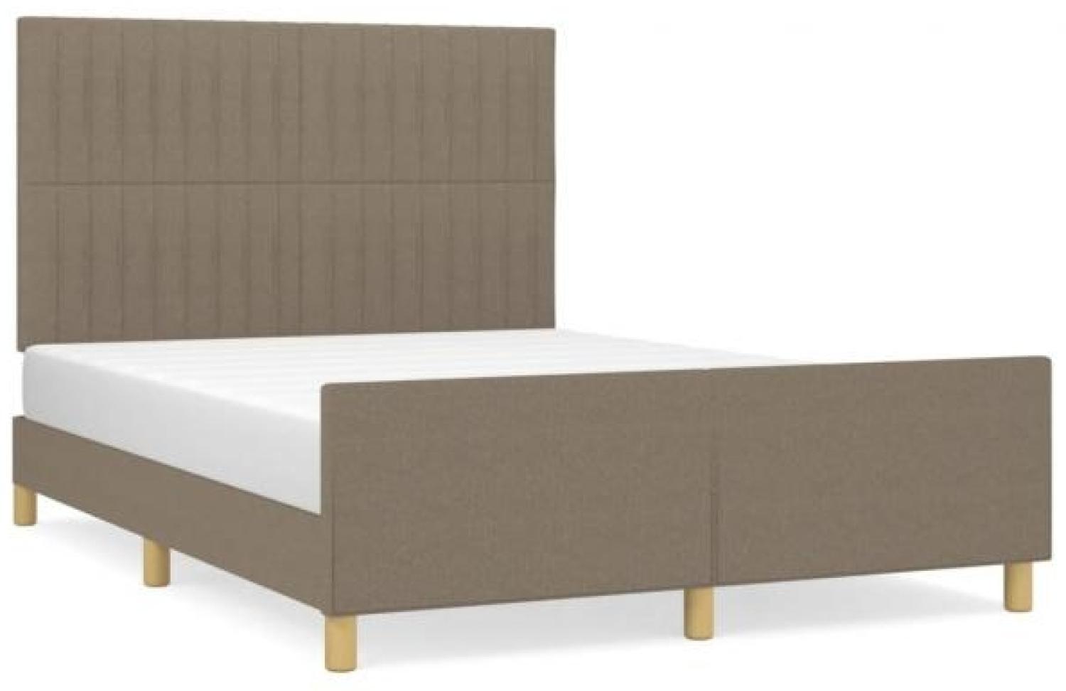 Doppelbett, Polsterbett mit Kopfteil Stoff Taupe 140 x 190 cm Bild 1