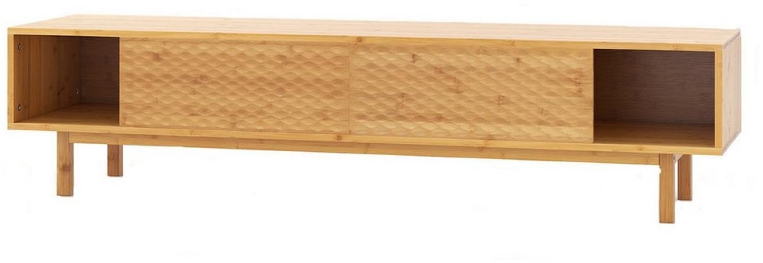 COSTWAY TV-Schrank Bambus, mit 2 Schiebetüren & 3 Fächern, 160x40x38cm Bild 1