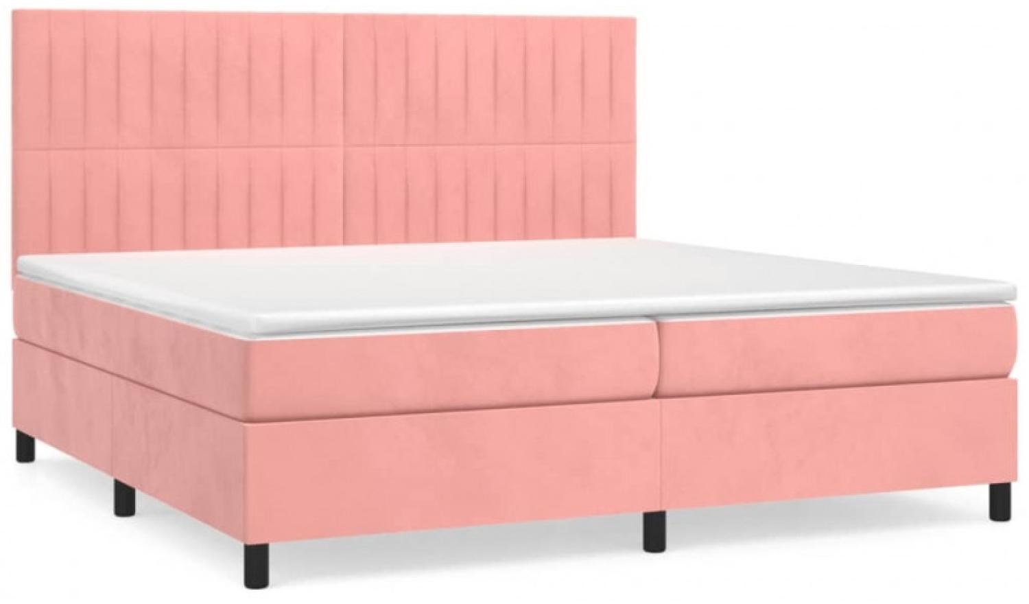 vidaXL Boxspringbett mit Matratze Rosa 200x200 cm Samt 3143168 Bild 1