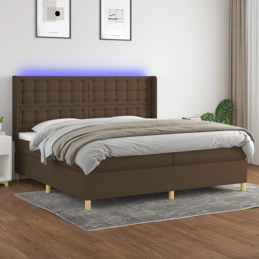 vidaXL Boxspringbett mit Matratze & LED Stoff Dunkelbraun 200 x 200 cm, Härtegrad: H2 [3139224] Bild 1