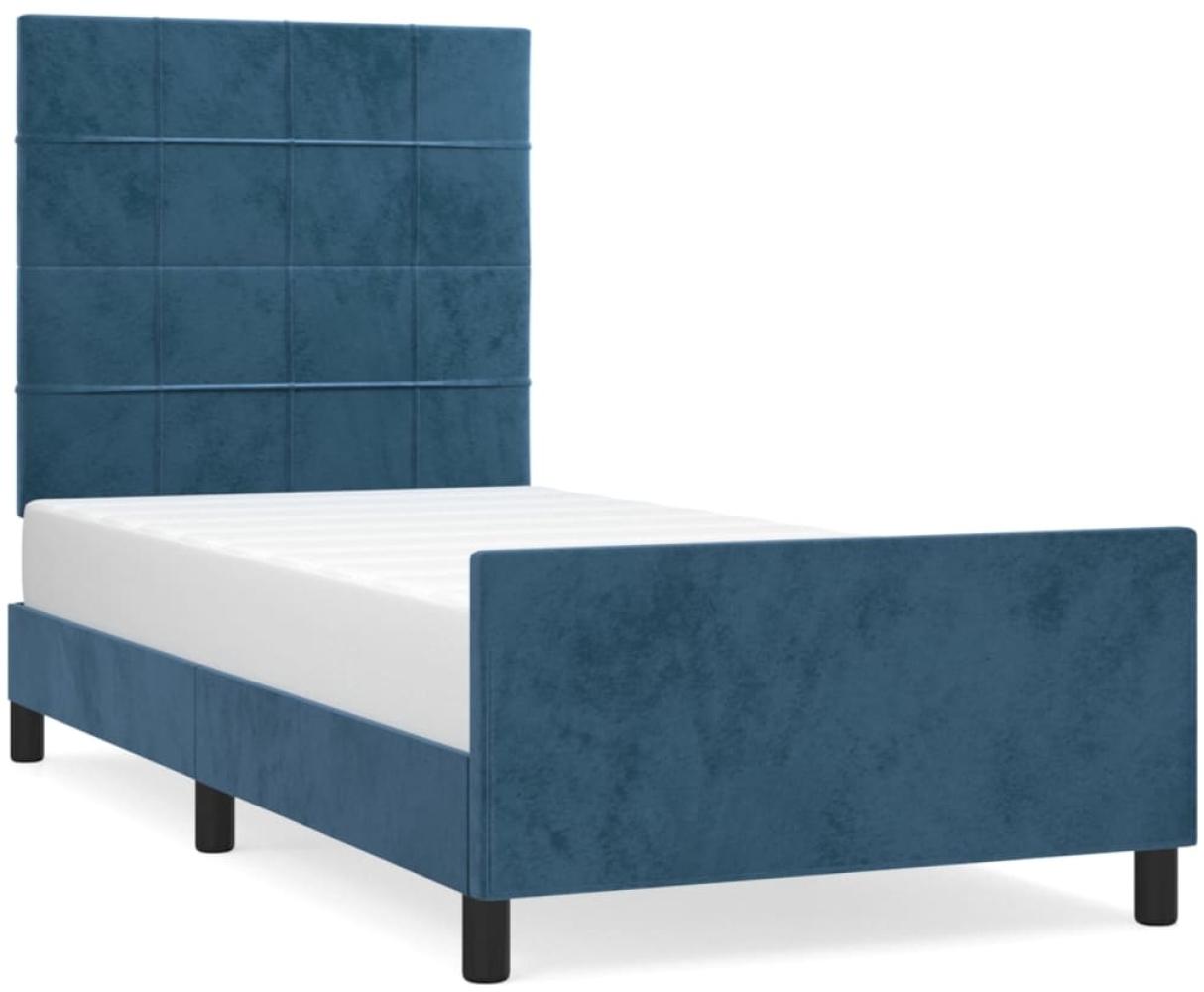 vidaXL Bettgestell mit Kopfteil Dunkelblau 100x200 cm Samt [3125743] Bild 1