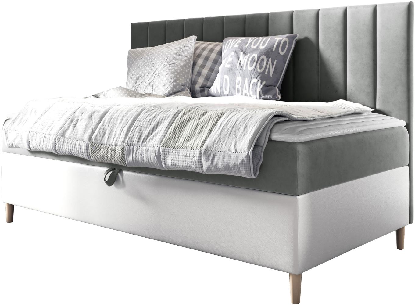 Boxspringbett Chapeni 'Junior 2' , grau, 90 x 200 cm Bild 1