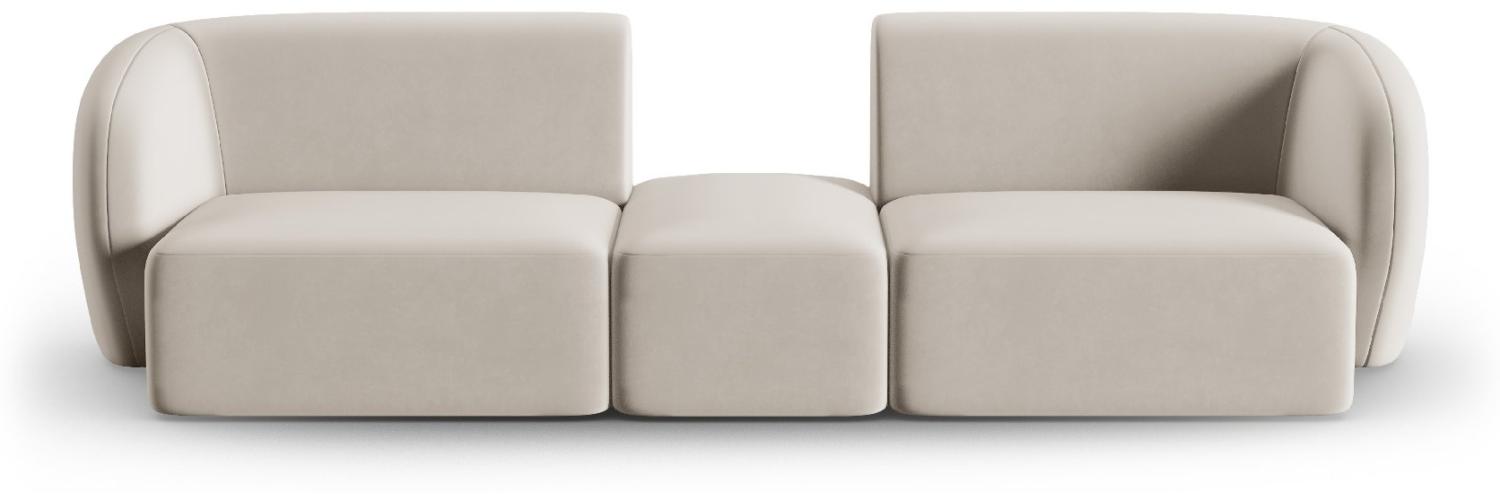 Micadoni Modulares Sofa Shane 2-Sitzer Mitte offen Samtstoff Beige Bild 1