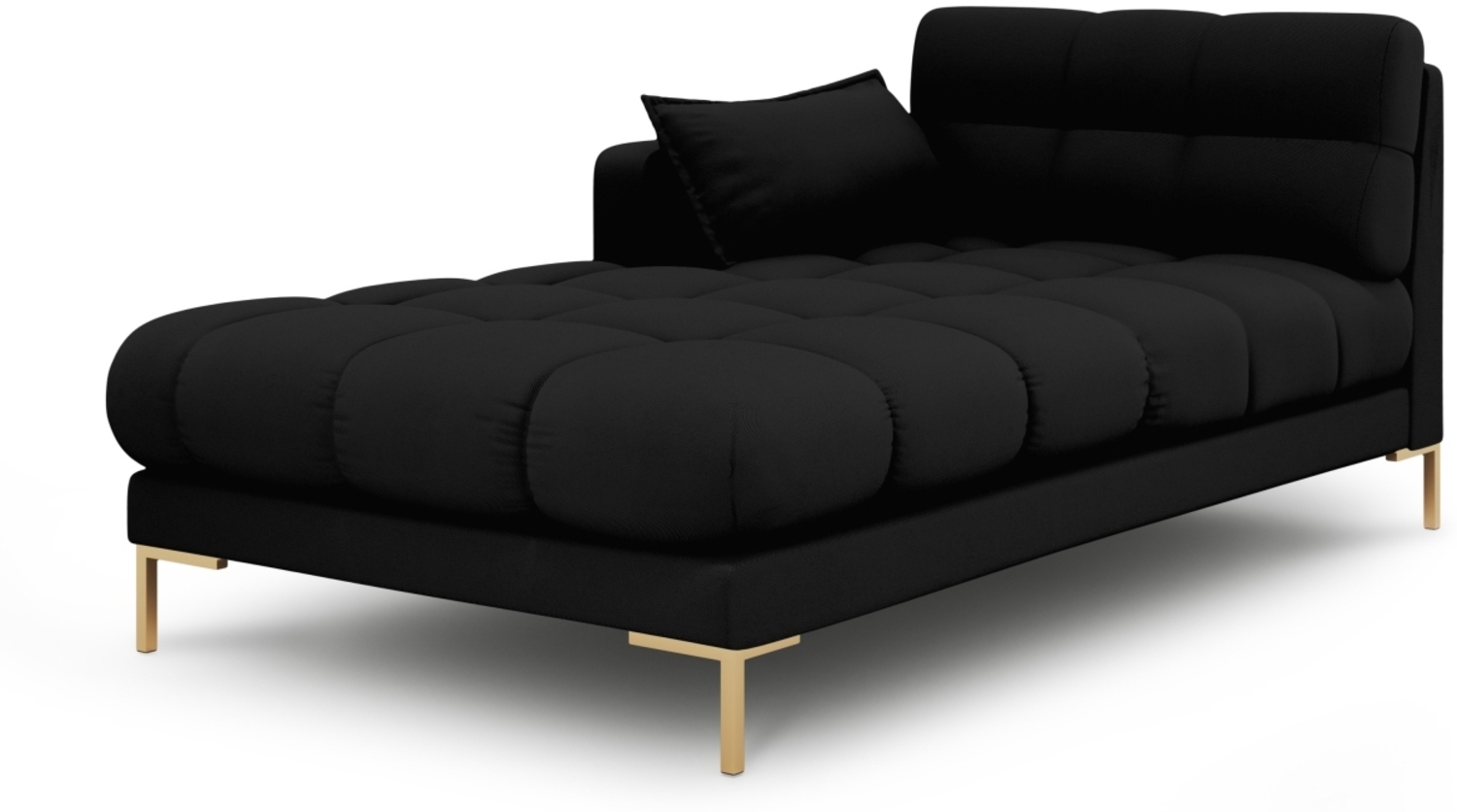 Micadoni Recamiere Mamaia 1-Sitzer Links Strukturierter Stoff Schwarz Metall Gold Bild 1