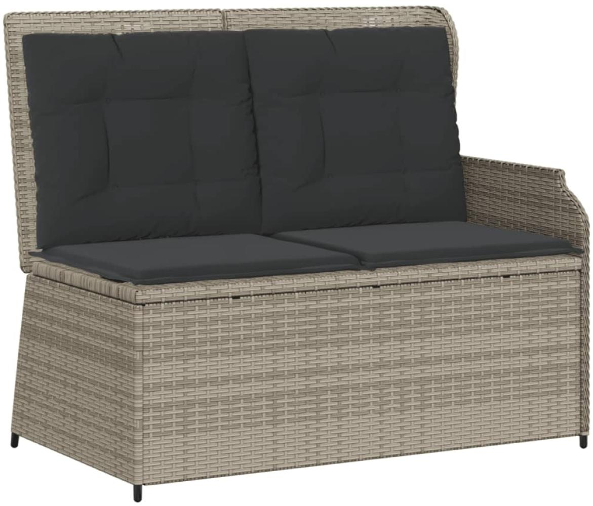 vidaXL Gartenbank Verstellbar mit Kissen Hellgrau Poly Rattan 368942 Bild 1