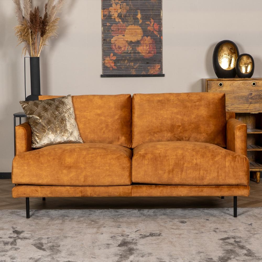 Bronx71 Samt Sofa Denver 2,5-Sitzer ockergelb/cognac Bild 1