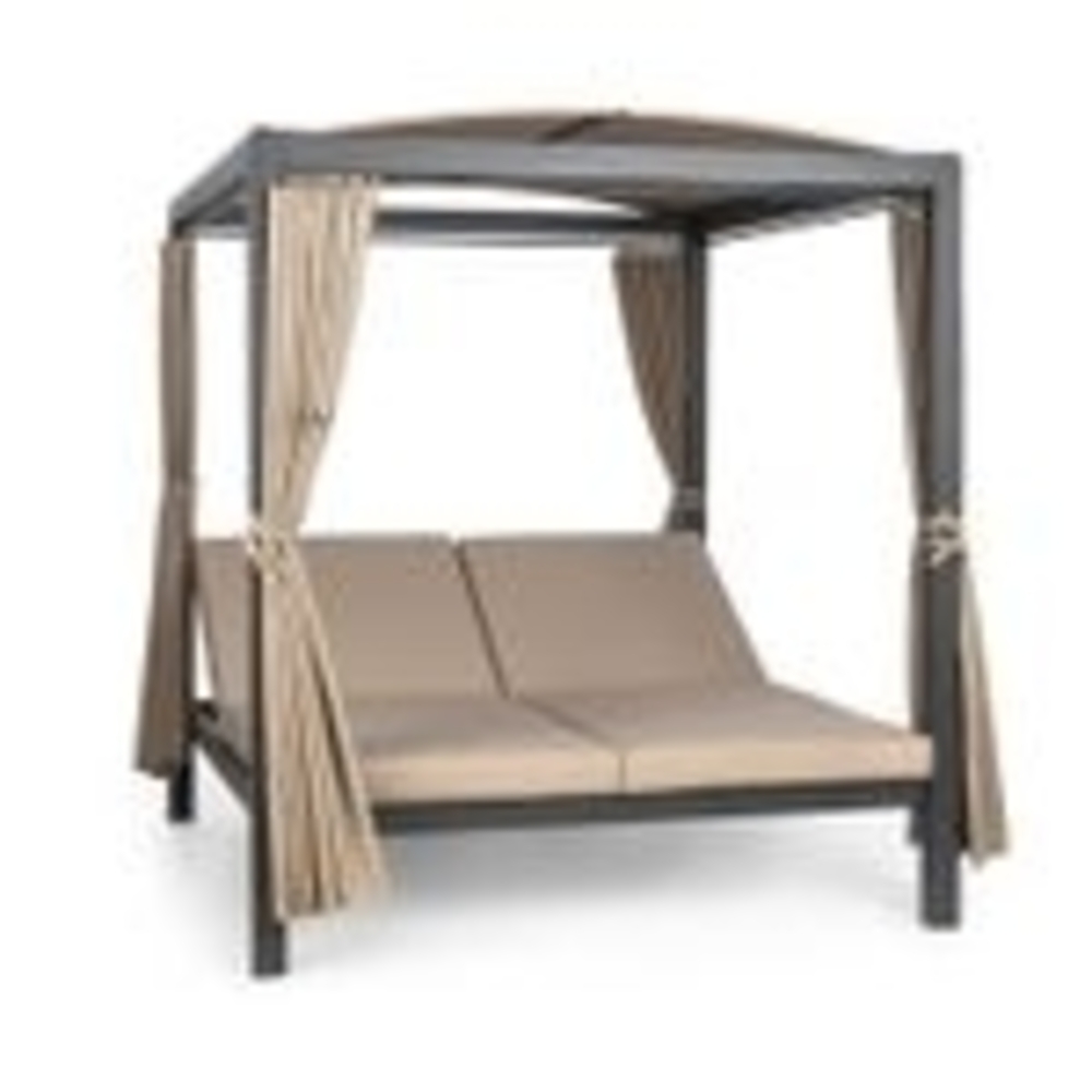 Blumfeldt Doppelliege Outdoor für 2 Personen mit Dach, XL Doppel-Sonnenliege, Doppel Garten Liege Bett für Erwachsene & Kinder, Gartenbett mit Verstellbarer Rückenlehne, Outdoor-Sonnenbett mit Dach Bild 1