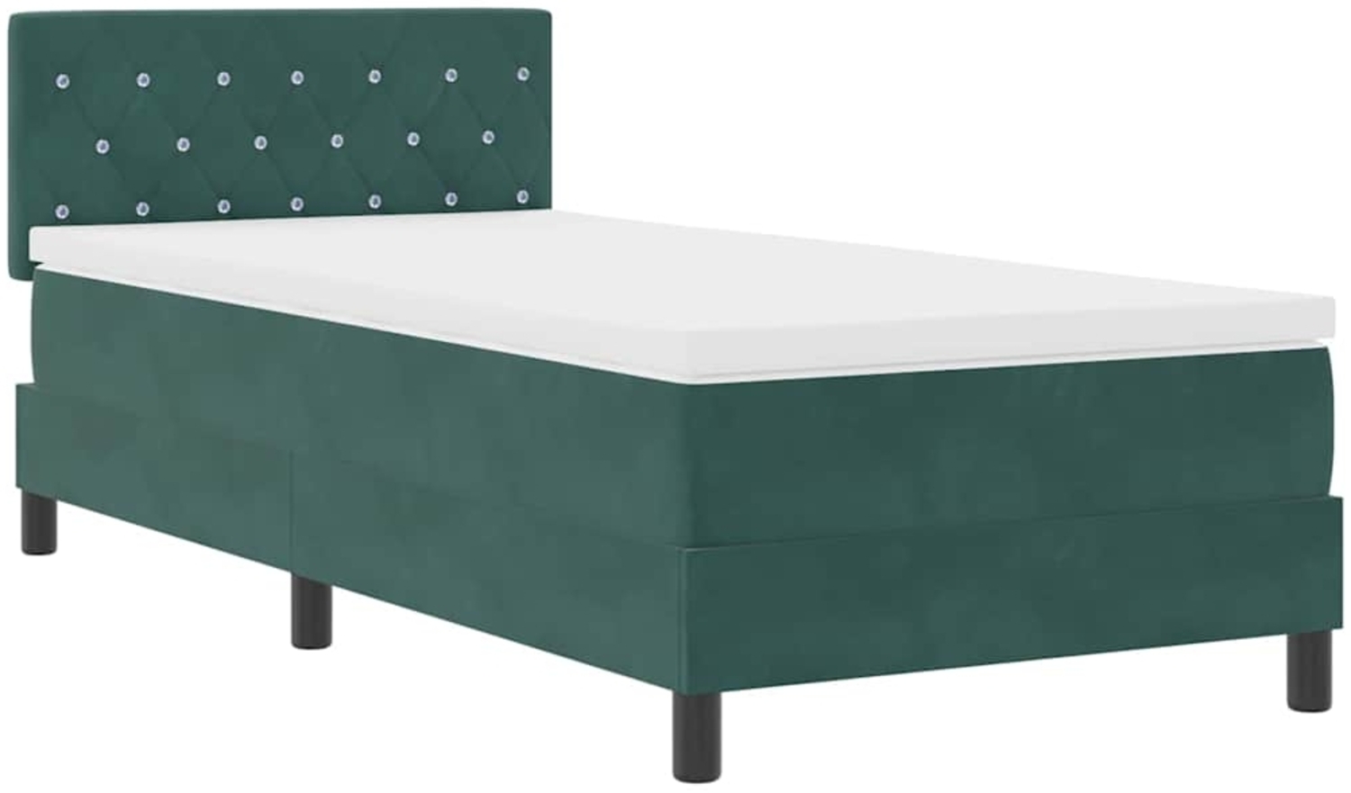 vidaXL Boxspringbett mit Matratze Dunkelgrün 90 x 200 cm Stoff 3339083 Bild 1