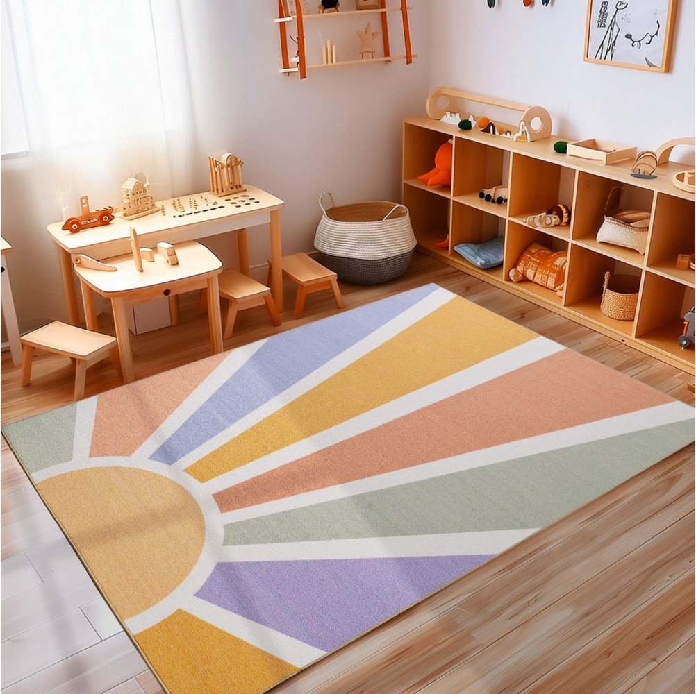 Carpettex Kinderteppich Sonnenstrahlen, Rechteckig, Höhe: 7 mm, Jungen-Mädchen Babyzimmer Teppich Kinderzimmer Bild 1