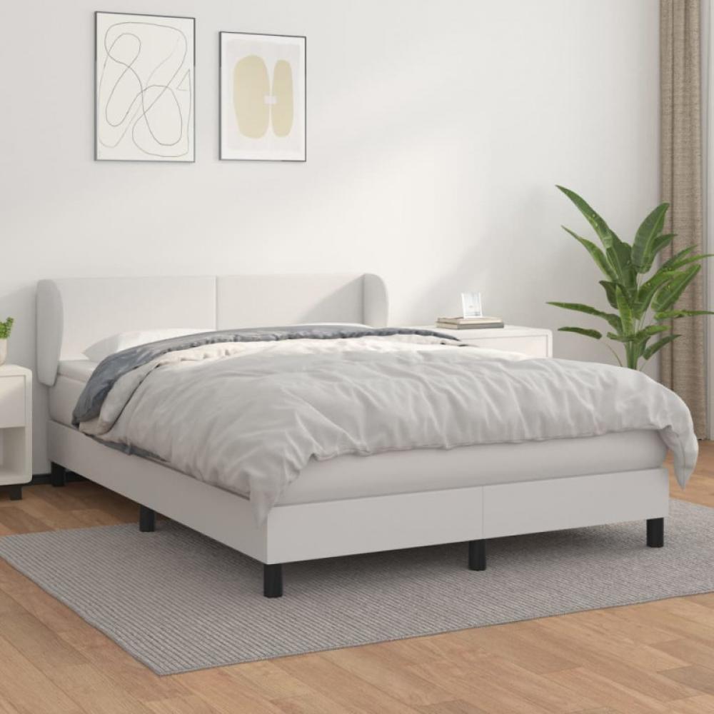 Boxspringbett mit Matratze Weiß 140x190 cm Kunstleder (Farbe: Weiß) Bild 1