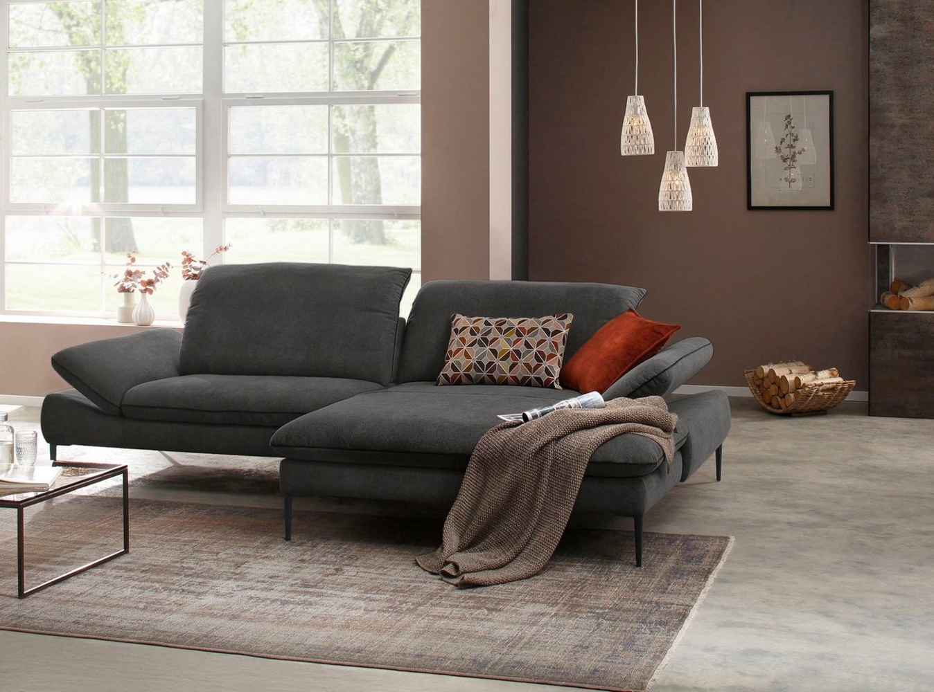 W.SCHILLIG Ecksofa enjoy&MORE, Designsofa, elegant und bequem, L-Form, Sitztiefenverstellung, Füße schwarz pulverbeschichtet, Breite 294 cm Bild 1