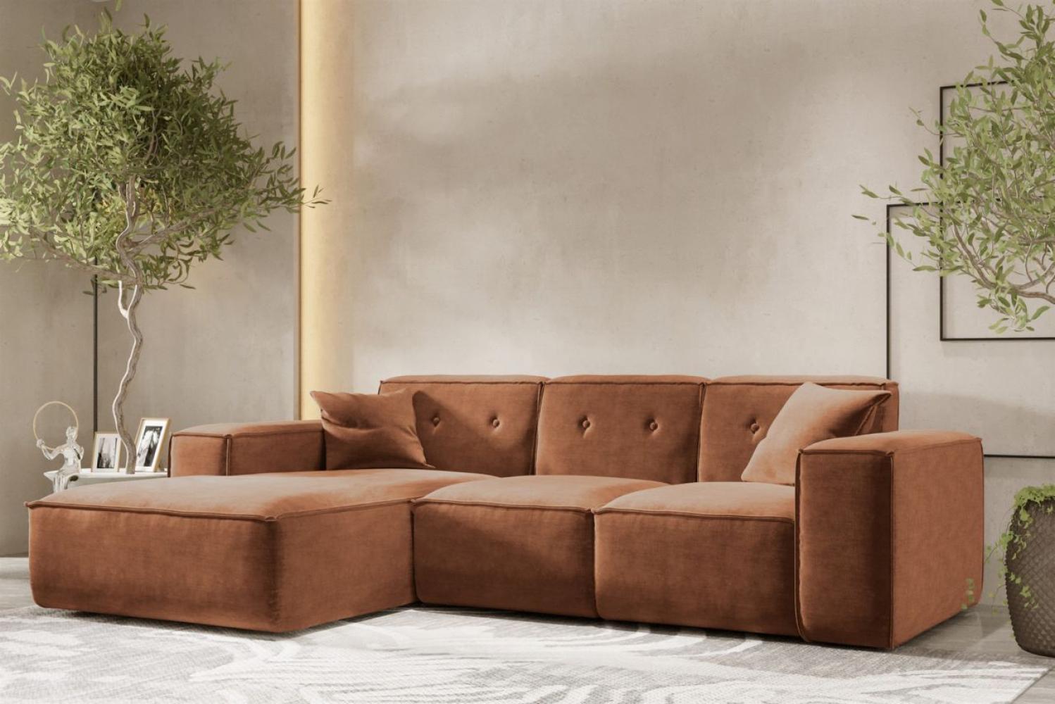 Ecksofa Designersofa CESINA Stoff Perfect Harmony Rostbraun Ottomane Links Bild 1