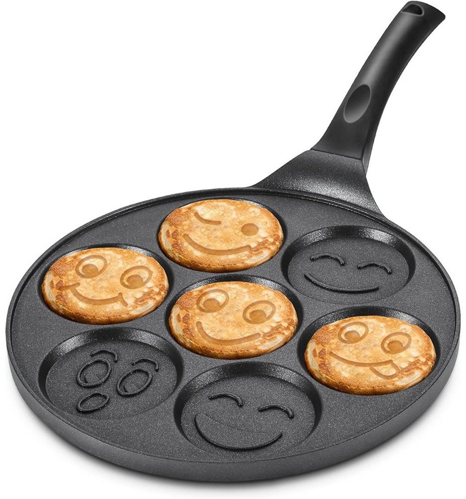 PODOFO Pancakeplatten Pancake Pfanne Induktion, Antihaft Pancake Maker 7 Löcher mit Smiley Bild 1