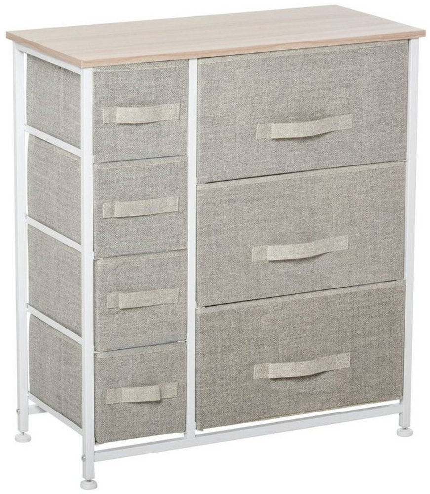 HOMCOM Kommode Schubladenschrank, rechteckig (Stoffschubladen, 1 St, Schubladenschrank), Hellgrau 63,5 x 30 x 71 cm Bild 1