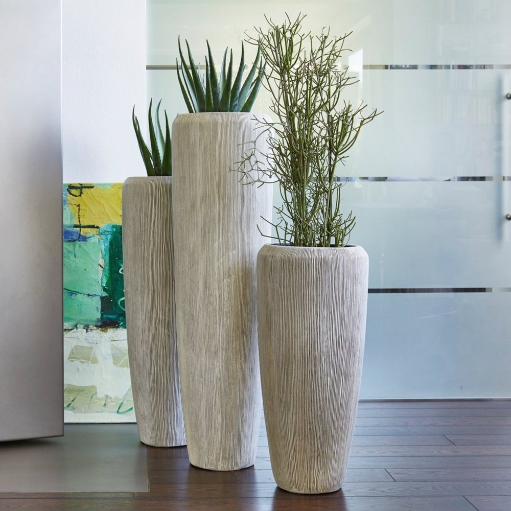 Flingora Bodenvase Esmee, mit Einsatz - Fiberglas - Indoor & Outdoor - Grauweiß - Höhe 75 cm Bild 1