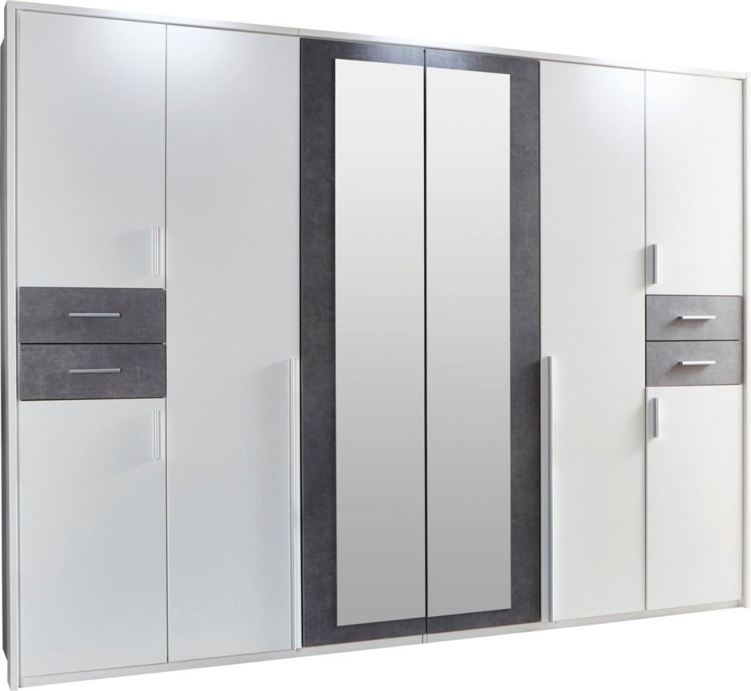 Kleiderschrank Vegas Drehtürenschrank 8-türig 273 x 58 x 210 cm weiß livingstone mit Spiegel Bild 1