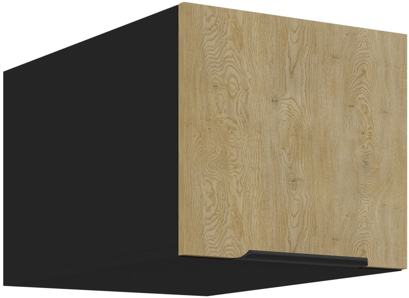 Aufsatzschrank Hochschrank 40 cm CREMONA Eiche hell + Schwarz matt Küchenzeile Küchenblock Küche Einbauküche Bild 1