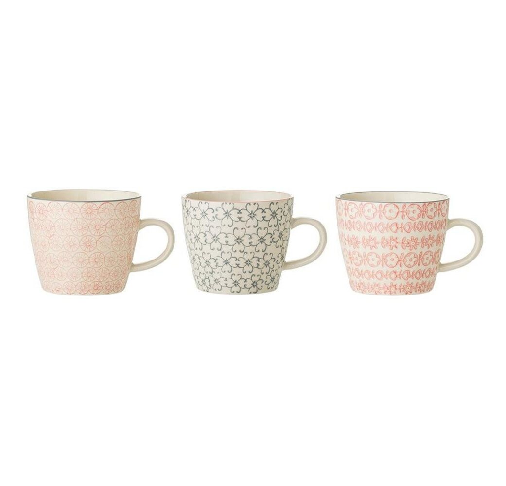 Bloomingville Tasse Cécile Mug, Rose, Stoneware, Keramik, 3er Set, 300 ml, Kaffeetassen, Teetassen, skandinavisches Design, Rose Bild 1