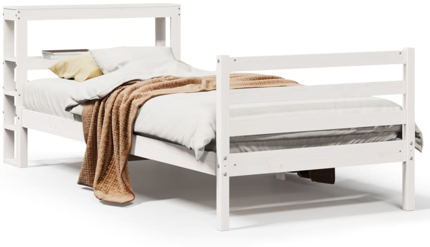 vidaXL Massivholzbett ohne Matratze Weiß 90x190 cm Kiefernholz 3305813 Bild 1