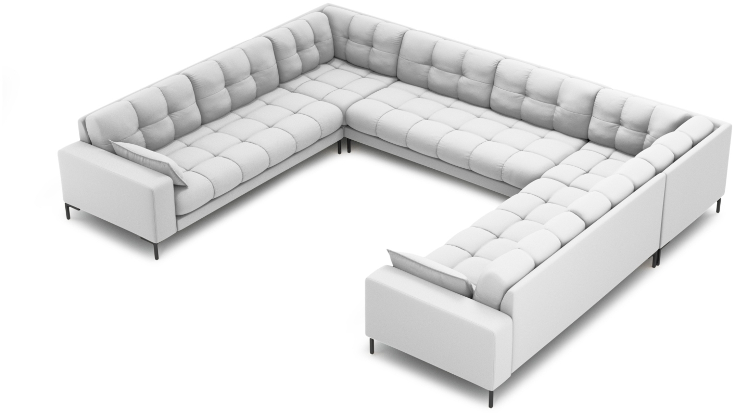 Micadoni Wohnlandschaft Mamaia 9-Sitzer Strukturierter Stoff Schwarz Metall schwarz Bild 1