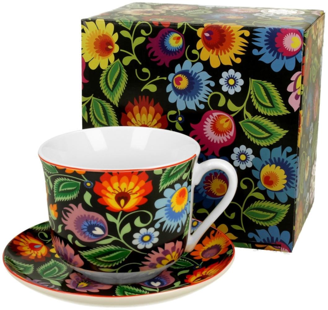 DUO ETNO 31430 Jumbobecher 470 ml mit Untertasse ETNIC mit Untertasse, New Bone China Porzellan Bild 1