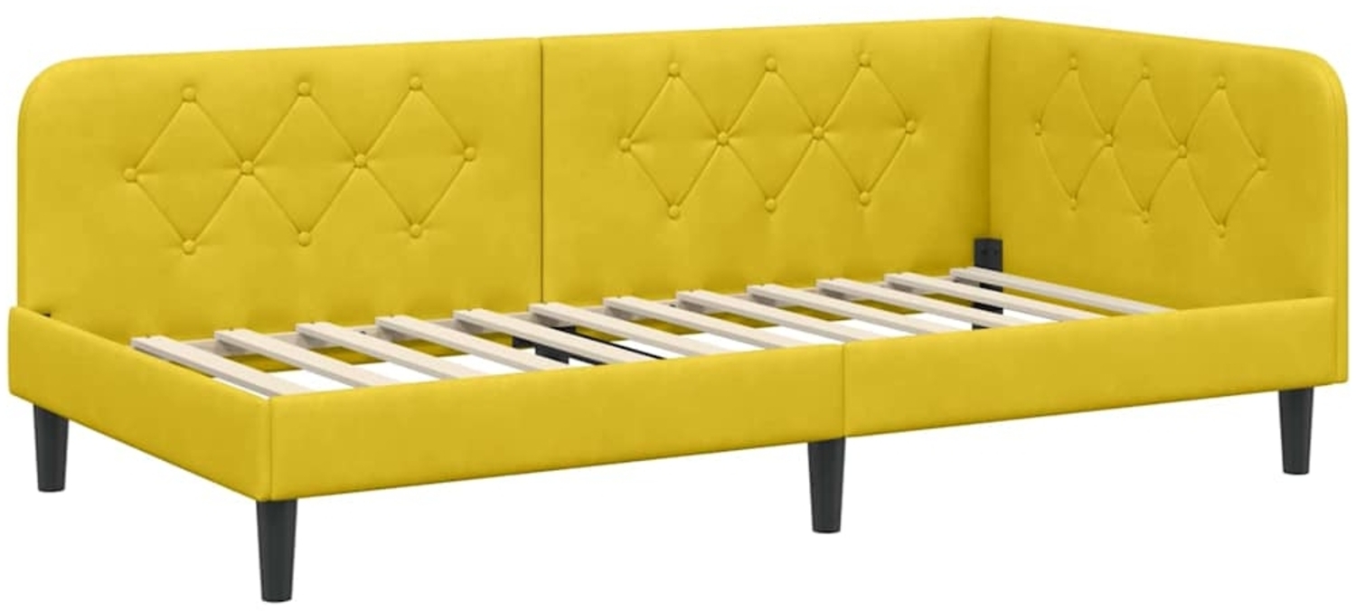 vidaXL Eckbettgestell mit Kopfteil Gelb 90x200 cm Samt 42016612 Bild 1