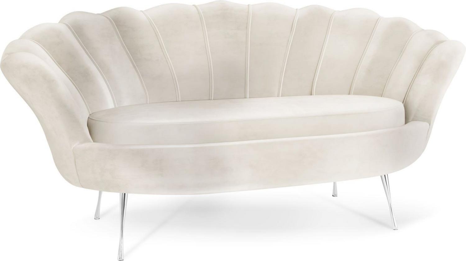 WFL GROUP Sofa Muschel, Samt 2-Sitzer Couch mit Golden oder Silber Metallbeinen Bild 1