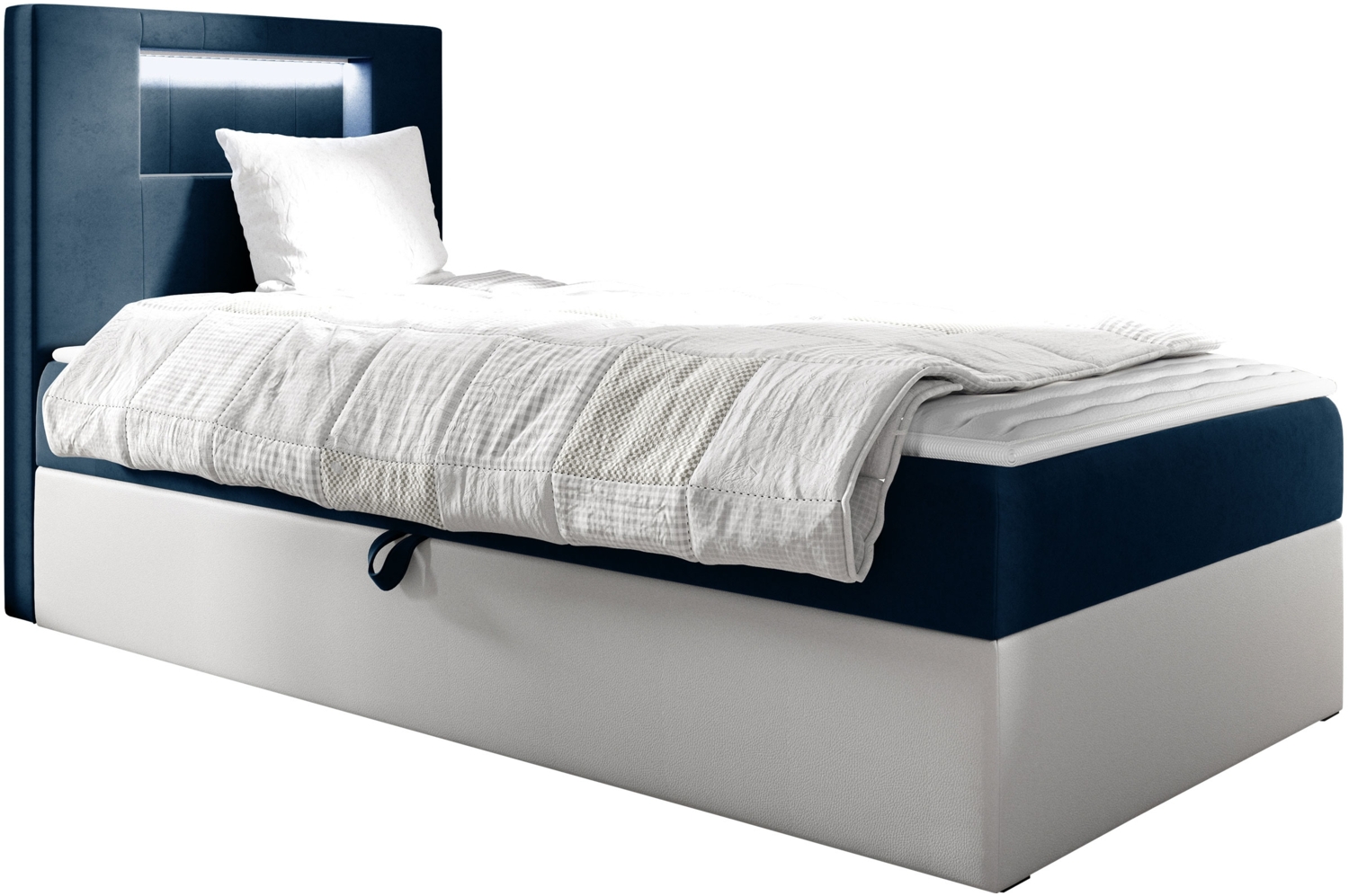 Boxspringbett 'Gladino Junior 1' blau 90x200 cm Links Bild 1