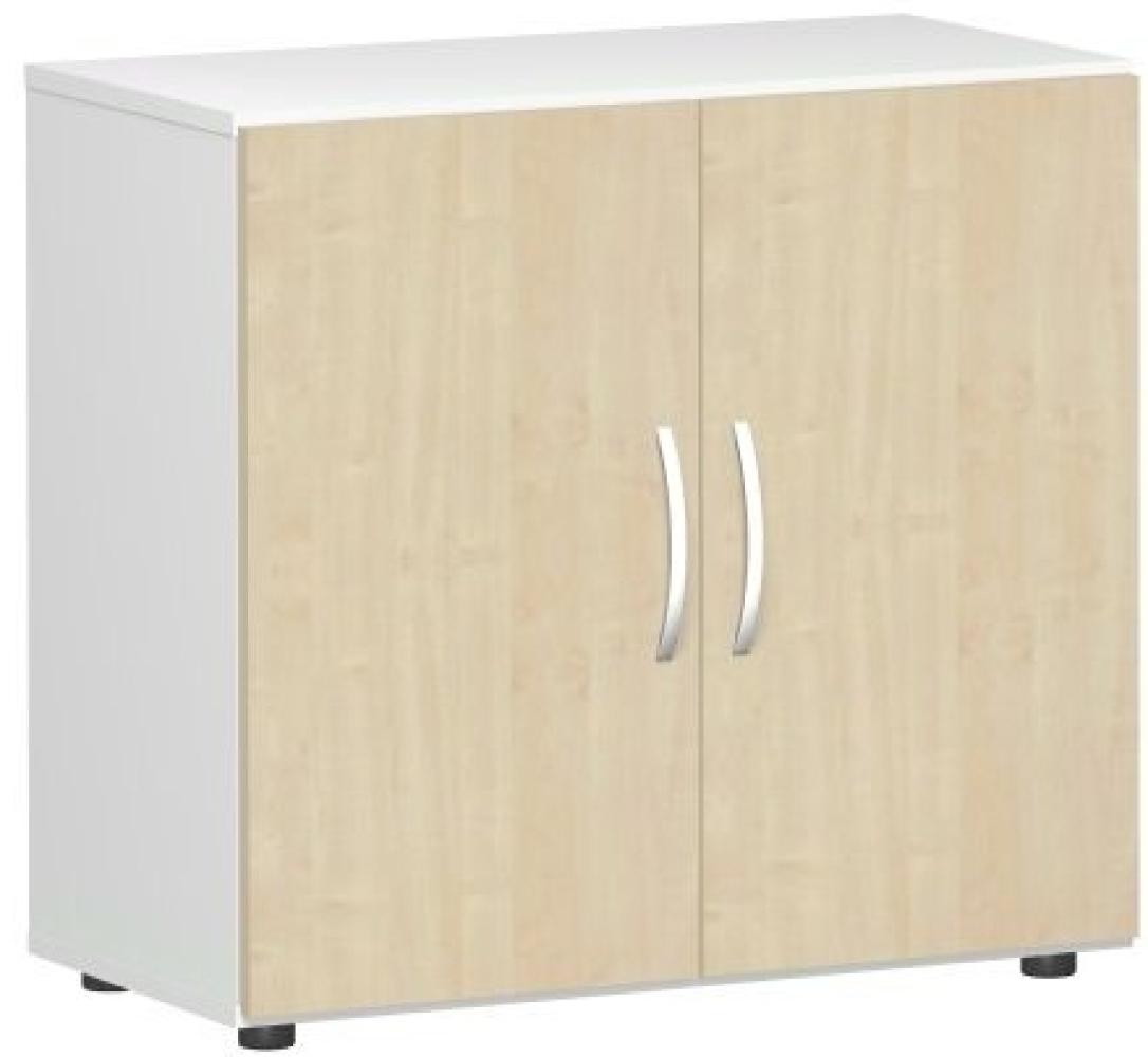 Flügeltürenschrank mit Standfüßen, Ahorn Weiß, 80 x 42 x 75 cm Bild 1