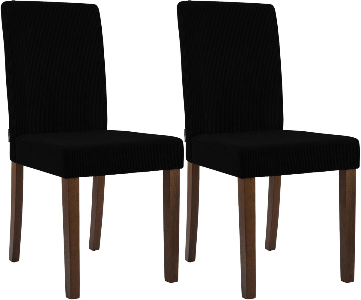 CLP 2er Set Esszimmerstuhl Ina Cordbezug gepolstert mit Rückenlehne und Holzbeinen,schwarz antik-dunkel Bild 1