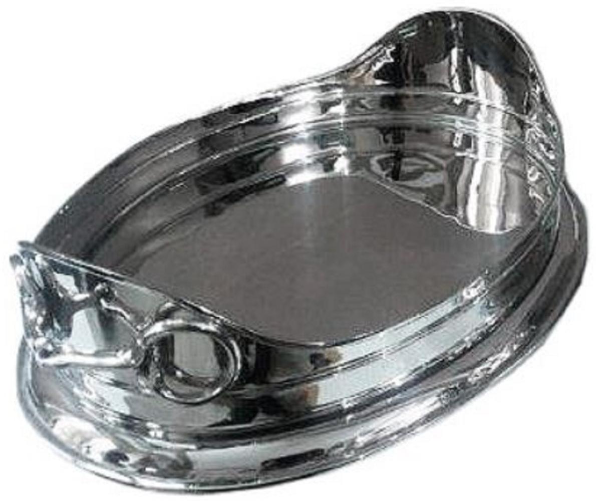 Casa Padrino Luxus Messing Horsebit Serviertablett Oval Silber 47 x 30 x H. 15 cm - Luxus Accessoires Horse Bit Bild 1