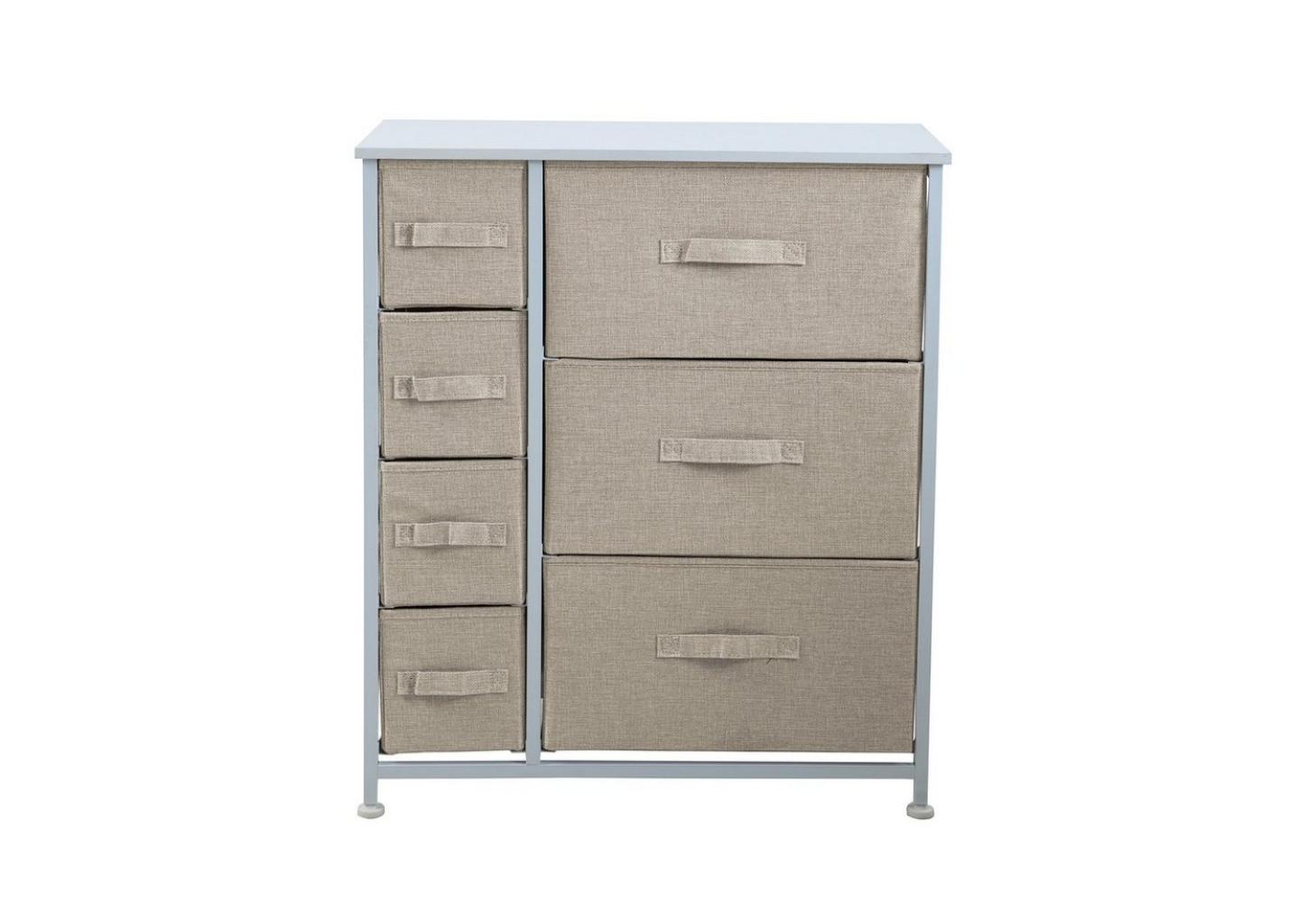 SVITA Sideboard ARI, Metall-Regal, Sideboard, Kommode, Stoffschubladen, Weiß/Beige Bild 1