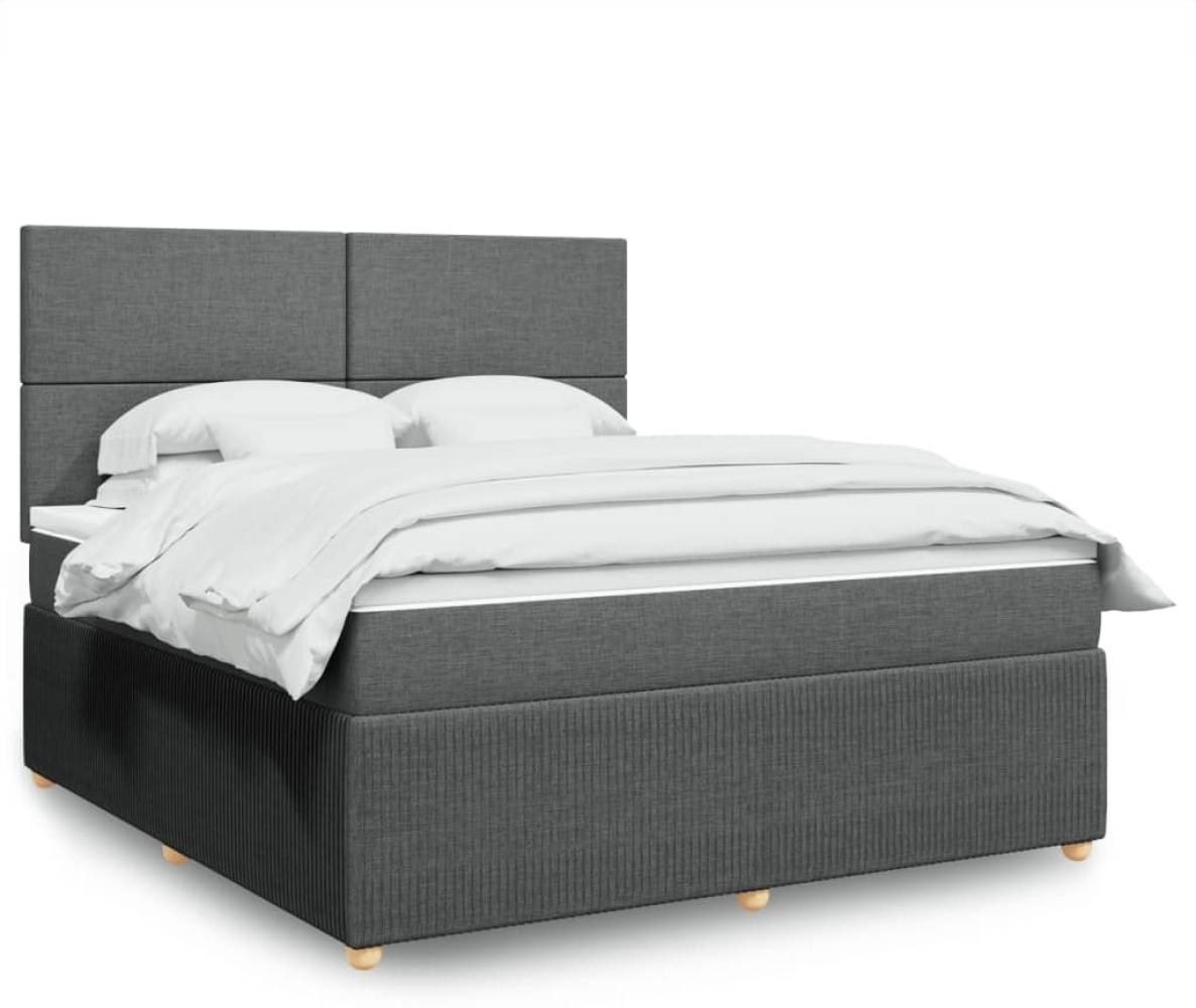 vidaXL Boxspringbett mit Matratze Dunkelgrau 180x200 cm Stoff 3294429 Bild 1