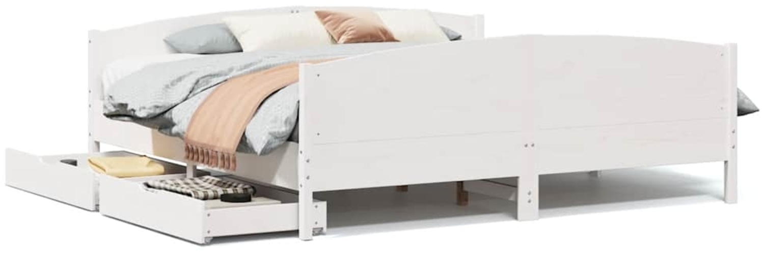 vidaXL Massivholzbett ohne Matratze Weiß 200x200 cm Kiefernholz 3301777 Bild 1