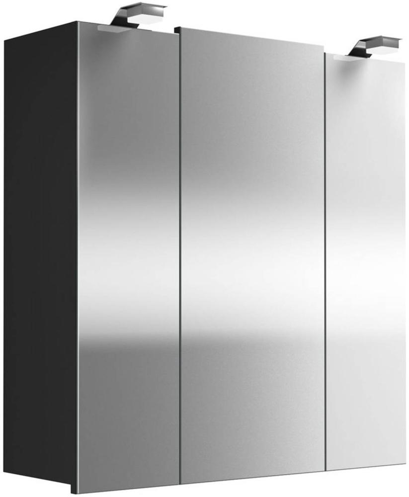 Spiegelschrank 70cm anthrazit TALONA-02 mit LED, Schalter & Steckdose, B/H/T: 70/62/17 cm Bild 1