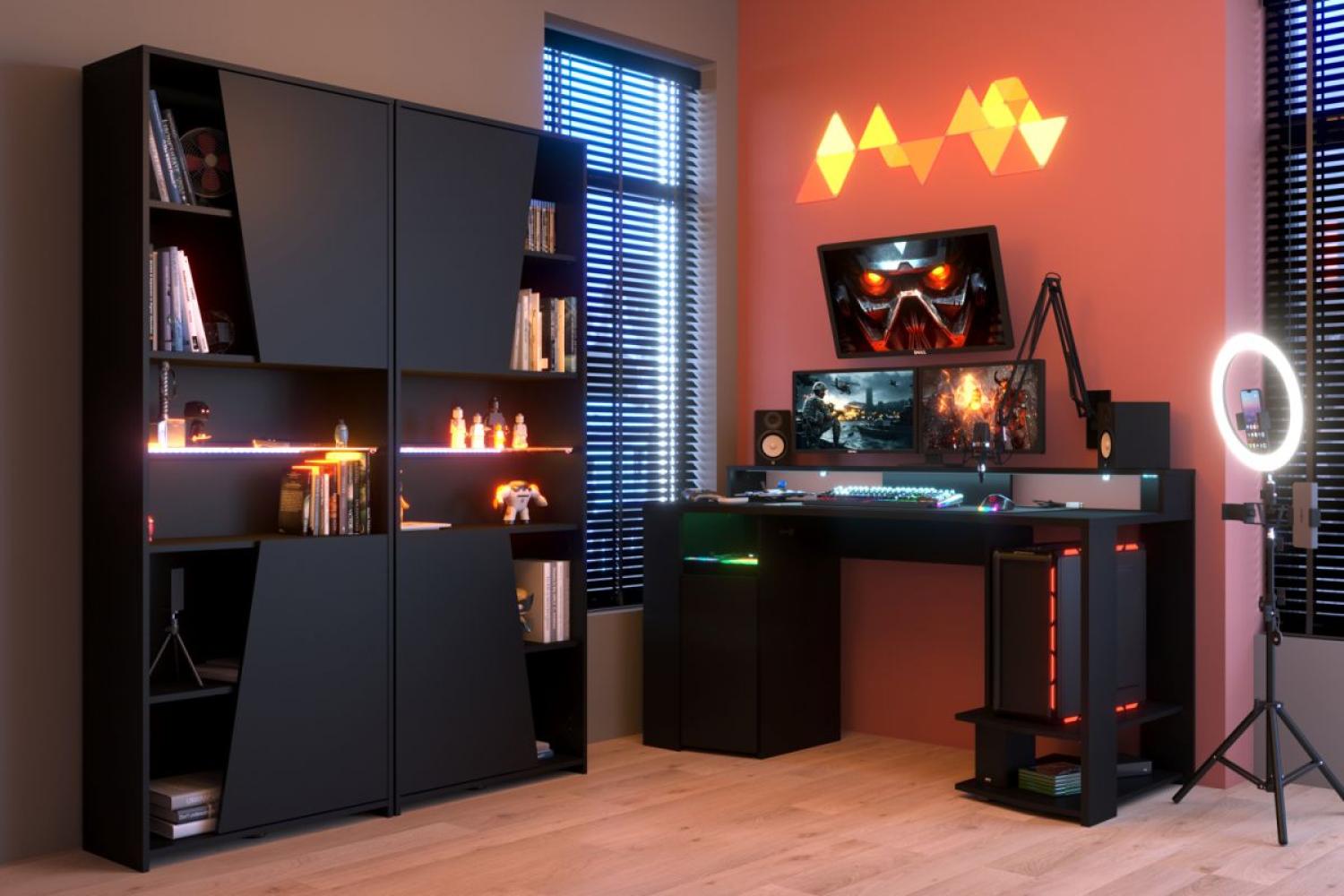 Parisot Gaming Set in schwarz Gamingtisch und Regal Bild 1