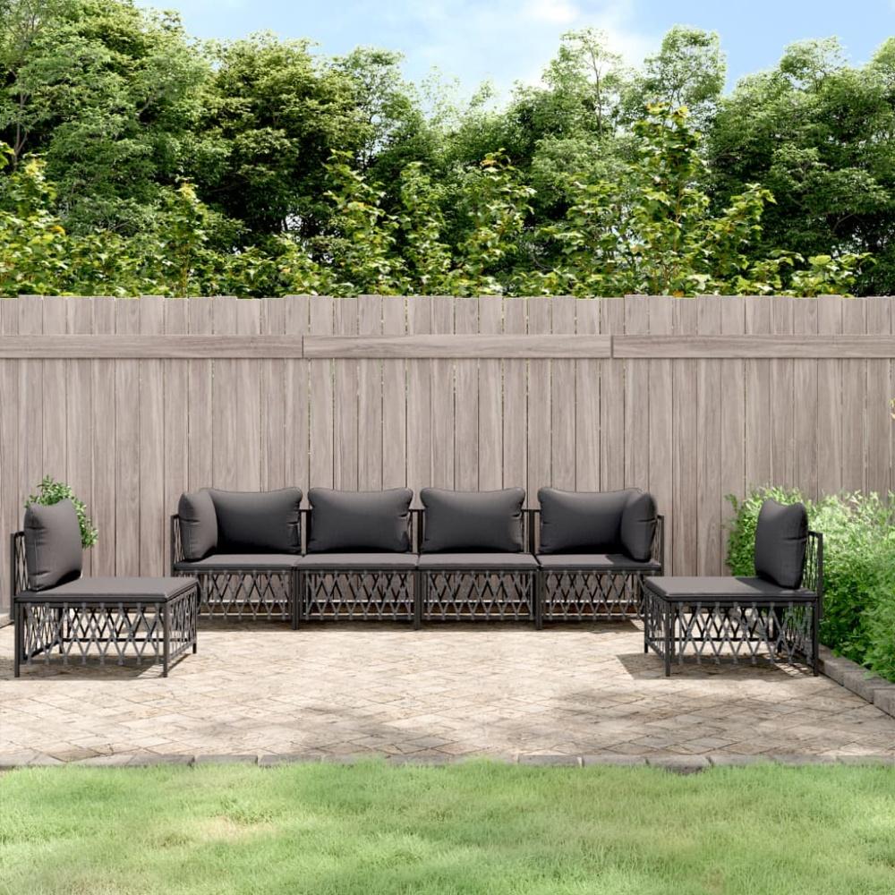 vidaXL 6-tlg. Garten-Lounge-Set mit Kissen Anthrazit Stahl 3186843 Bild 1