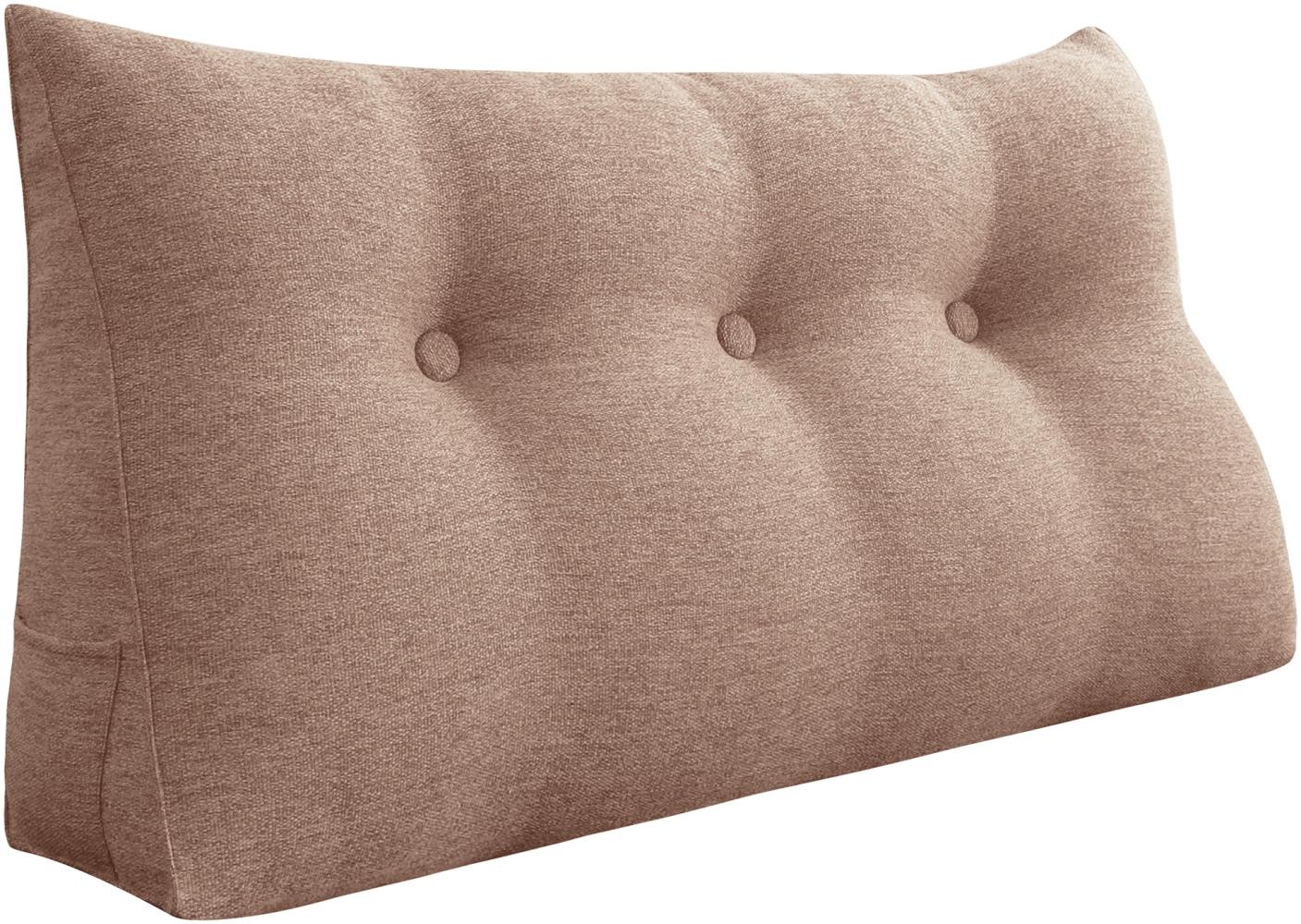 VERCART Großes Keilkissen, Langes Lesekissen, Bettruhe Rückenkissen, Dreieckiges Liegekissen, Dekoratives Kopfteilkissen für Tagesbett oder Tiefes Sofa, Leinenmischung Erröten, 100cm Bild 1