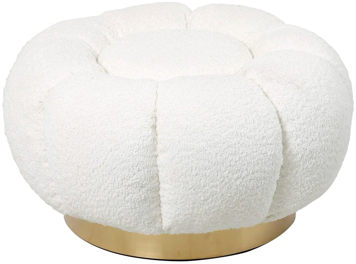 Pouf Florel aus Boucle-Stoff, Weiß, 65x65x35 cm Bild 1