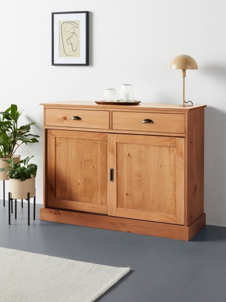 Home affaire Sideboard Schröder, Kommode, 2 Schiebetüren, 2 Schubkasten, aus massivem Kiefernholz Bild 1