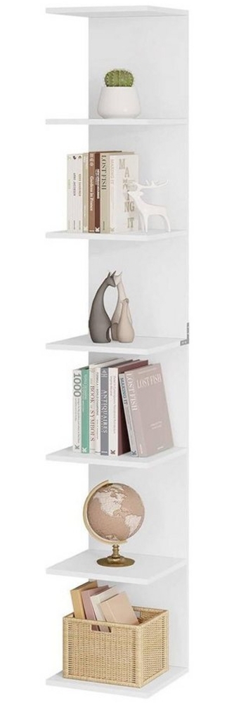 Woltu Regal, 1-tlg, Bücherregal mit 7 Ebenen, Wandregal weiß, Küchenregal schmal Bild 1