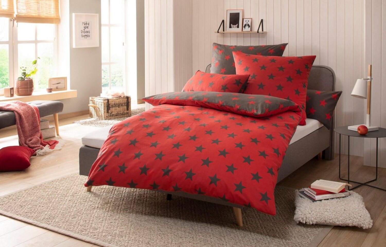 my home Wendebettwäsche STELLA, Polycotton recycelt, 2 teilig, Bettwäsche mit Sternen, Weihnachten, Winter Bild 1