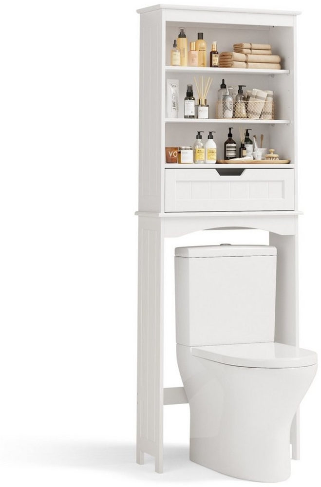 Bealife Badregal,Toilettenregal, WC-Schrank mit Verstellbares Regal und Schränken, 23 x 54,3 x 167,3 cm Bild 1