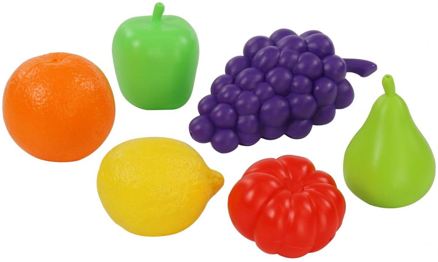 Polesie Spielzeug-Früchte-Set 46987, 6-teilig Trauben Orange Zitrone Birne Apfel bunt Bild 1