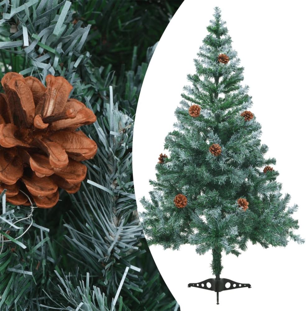 vidaXL Künstlicher Weihnachtsbaum mit Tannenzapfen gefrostet 150 cm 60177 Bild 1