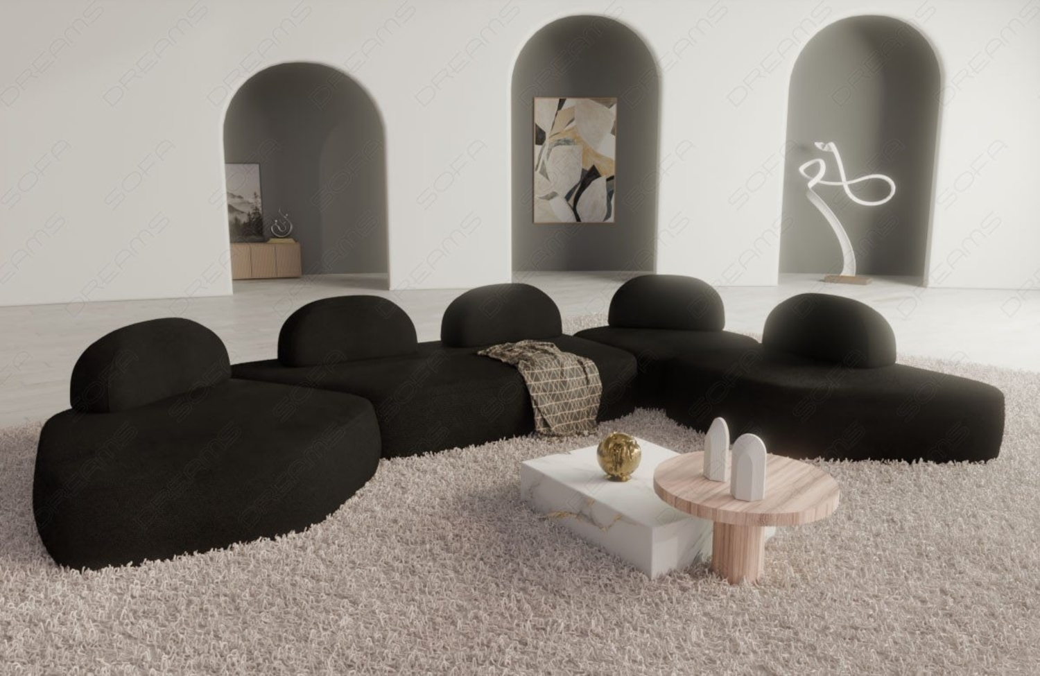 Sofa Dreams Wohnlandschaft Saragossa U Form Design Lounge Couch, 6-Sitzer, Stoffbezüge in vielen Farben Bild 1