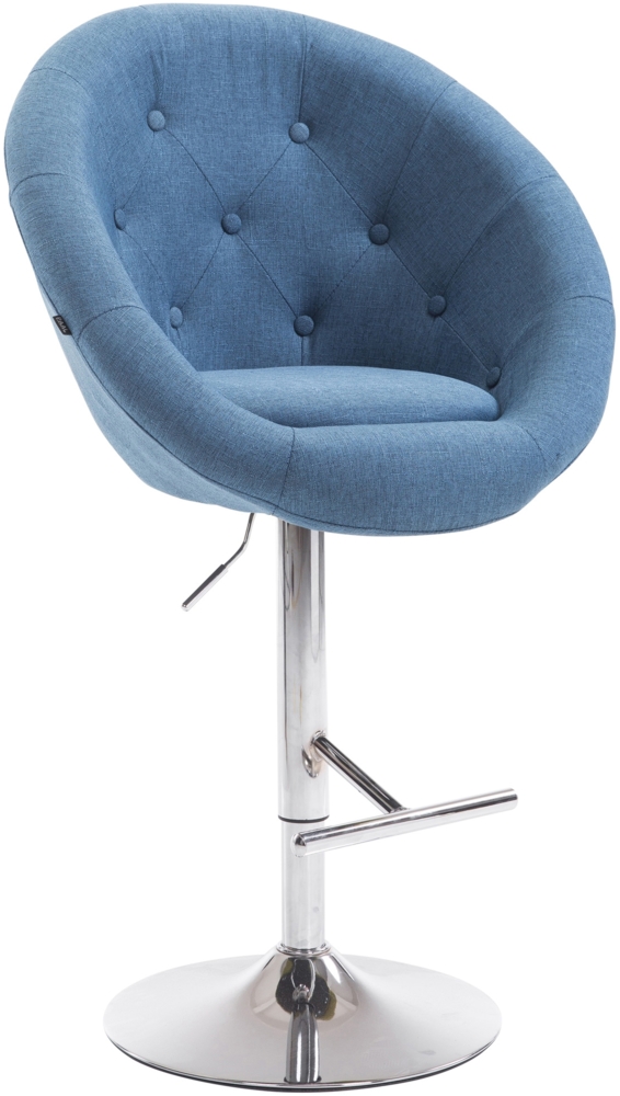 CLP Barhocker London V2 Stoff drehbar und höhenverstellbar,blau chrom Bild 1