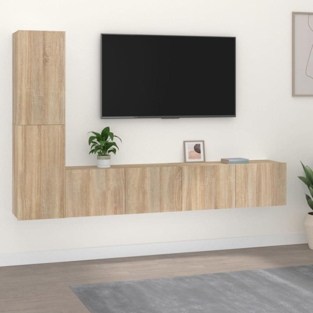 vidaXL TV Schrank Set 4-tlg., Holzwerkstoff sonoma eiche, 80 x 30 x 30 cm / 30,5 x 30 x 60 cm Bild 1