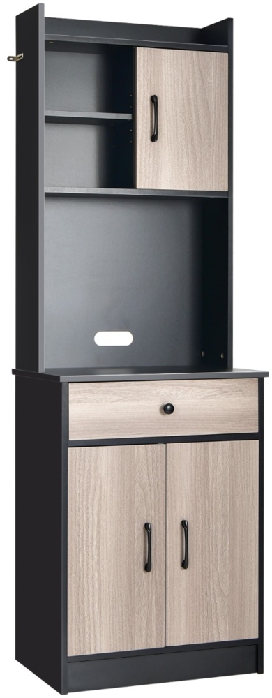 180 cm Küchenschrank aus Holz mit Schublade & Verstellbare Einlegeböden Sideboard Schwarz Bild 1